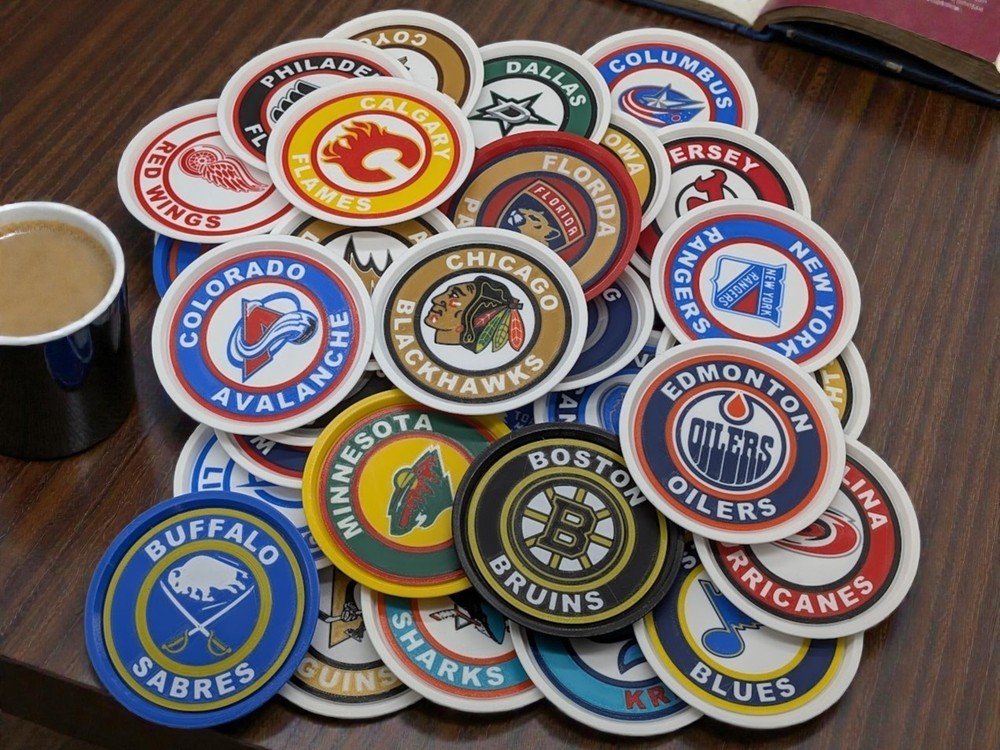 NHL Hockey Stackable Coasters 3D Printed - All 32 Teams!