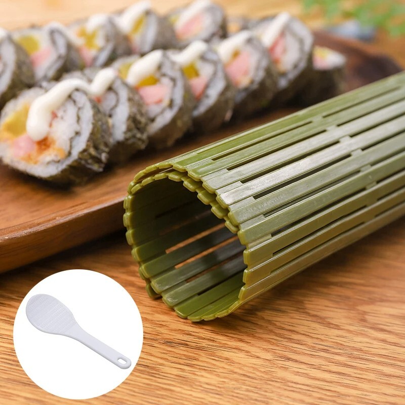 Large Green Plastic Bamboo Sushi Mat for Kimbap and Onigiri Rice Molds
