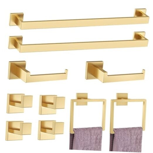 10-Piece Brushed Gold Bathroom Hardware Accessories Set 10 Pcs Brushed Gold