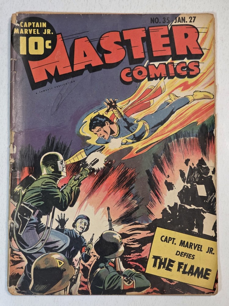 Master Comics #35 G- Captain Marvel Jr Mac Raboy1943 PreCode Golden Age WWII Era