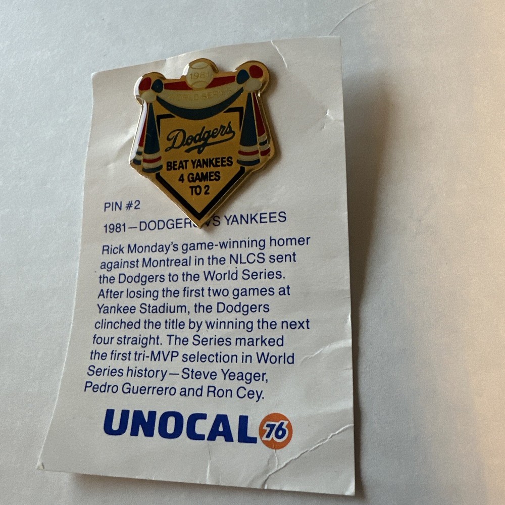 1981 DODGERS VS YANKEES World Series 4games To 2 Vintage Lapel Pin