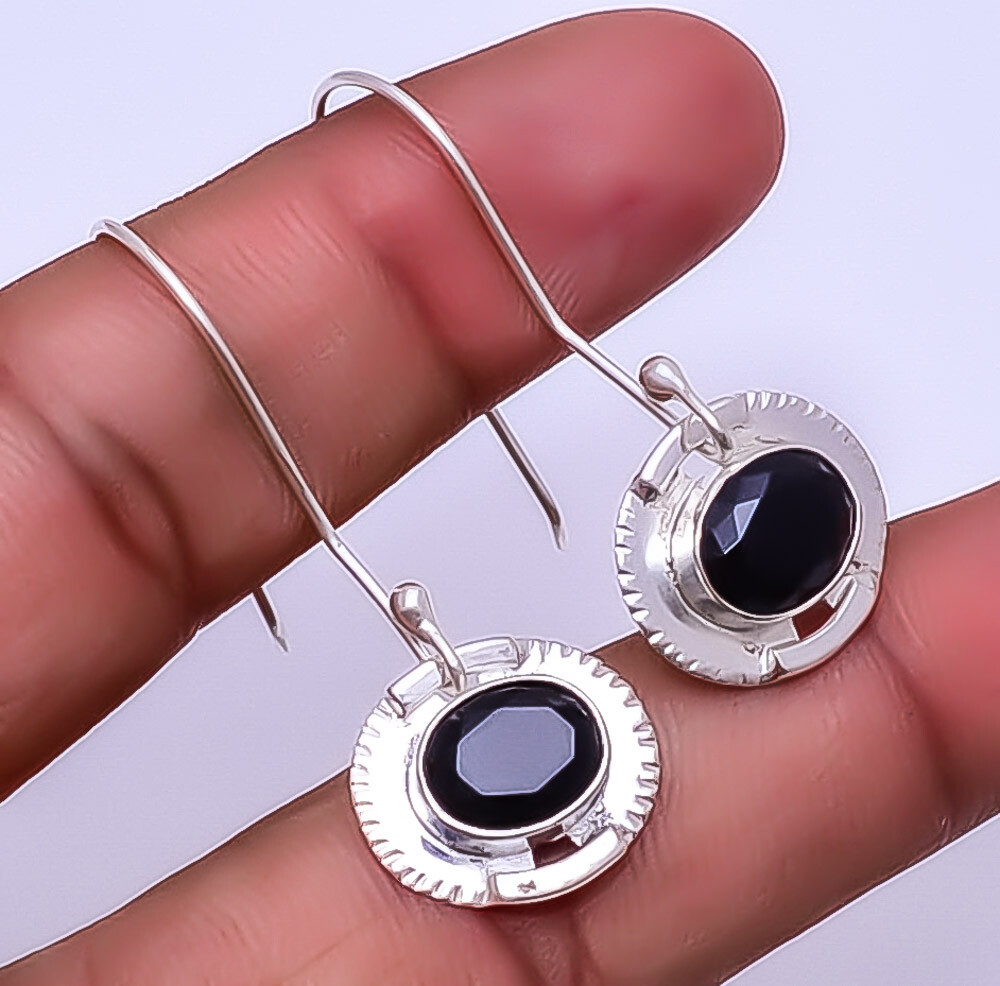 Black Onyx Designer Handmade 925 Sterling Silver Earring 1.72