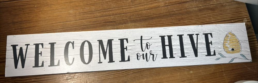 Bees Welcome Hive Themed Wall Decor Sign