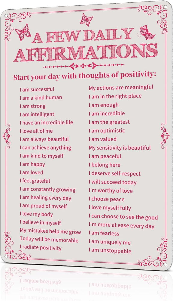 Aesthetic Motivational Wall Art Tin Metal Sign for Daily Affirmations Room Decor