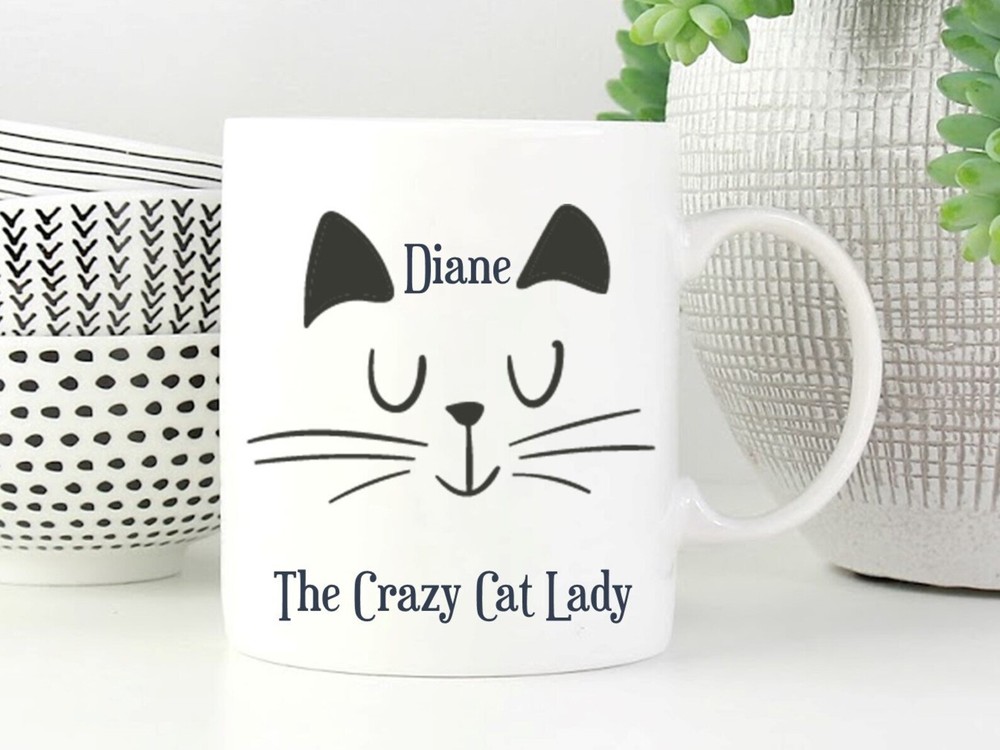 Crazy Cat Lady Personalised Ceramic Mug Cat Lovers Pet Lovers Birthday Christmas