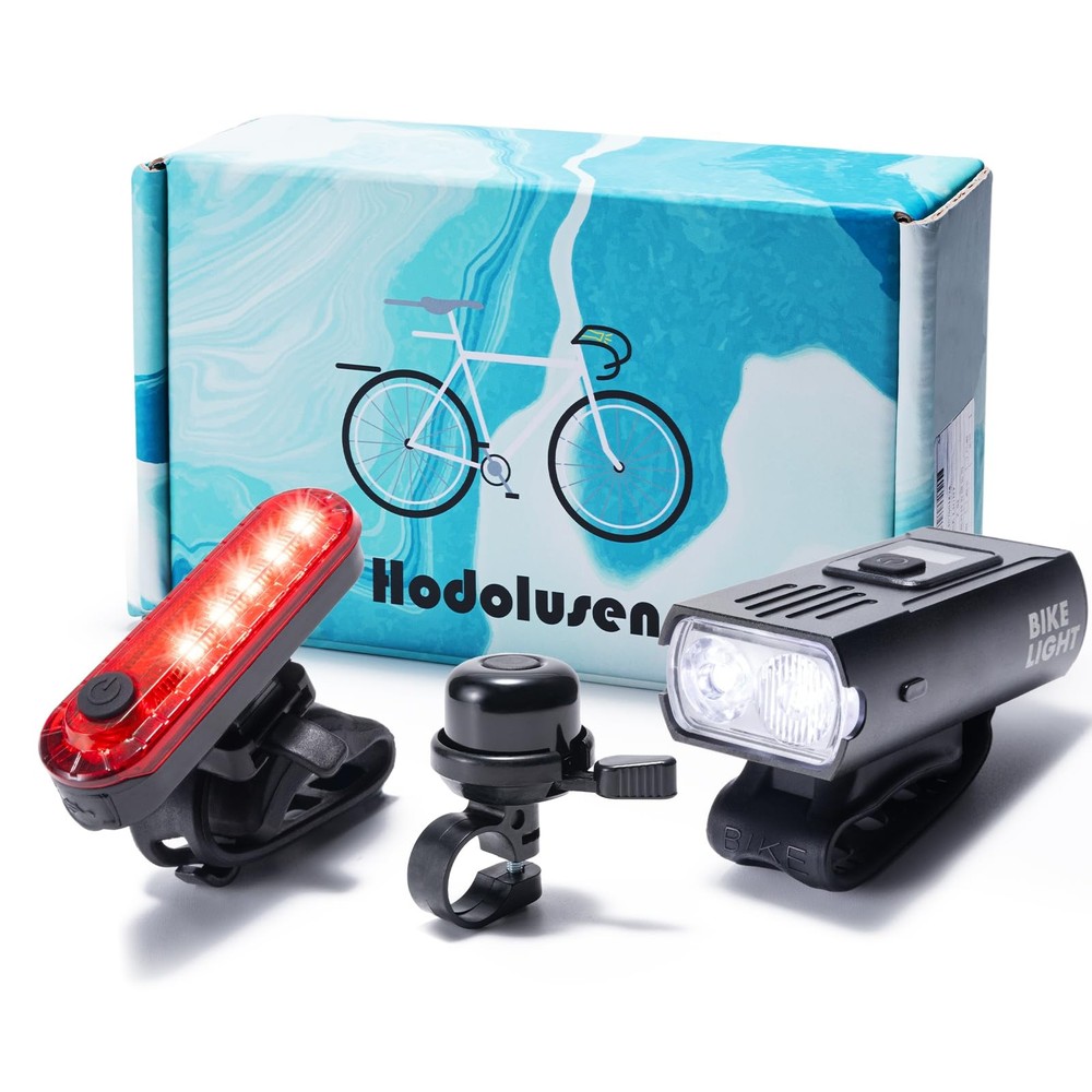 LED Bike Light Set with Headlight, Taillight & Bike Bell – USB Rechargeable