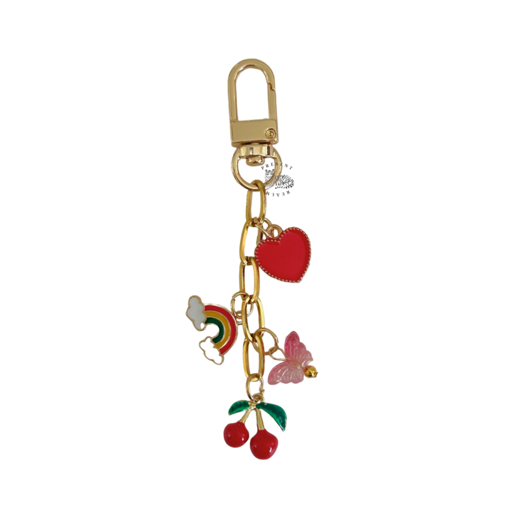 Cherry Pop Bag Charm Keychain for Women Purse Handbag Accessory