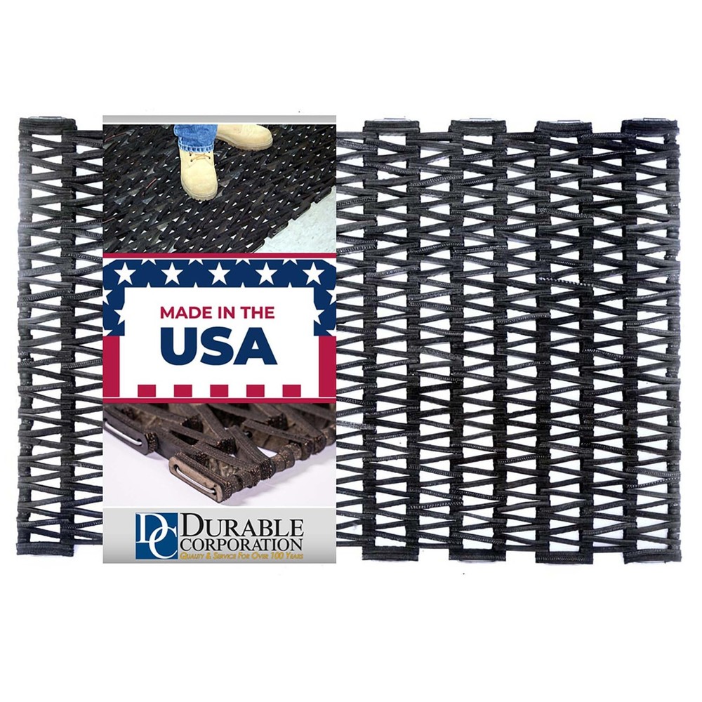 Durite Recycled Tire-Link Outdoor Entrance Mat, Herringbone Weave, 17