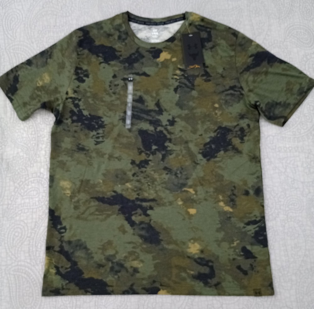 Under Armour Project Rock Camo Green Tee Size Large