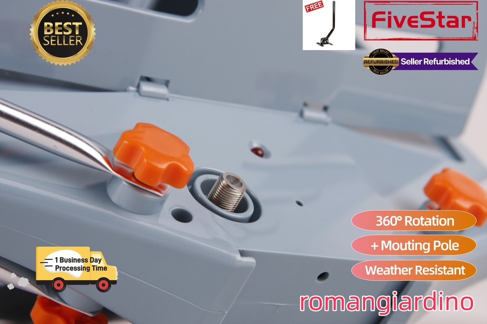 Lightning Deal 200 Mile Outdoor TV Antenna w Pole Motorized 4K OTA HDTV