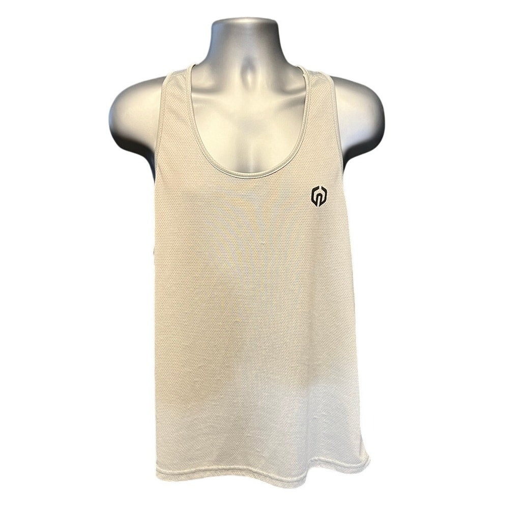 Neleus Gray and Black Dry Fit Logo Mesh Muscle Tank Top Mens Size L