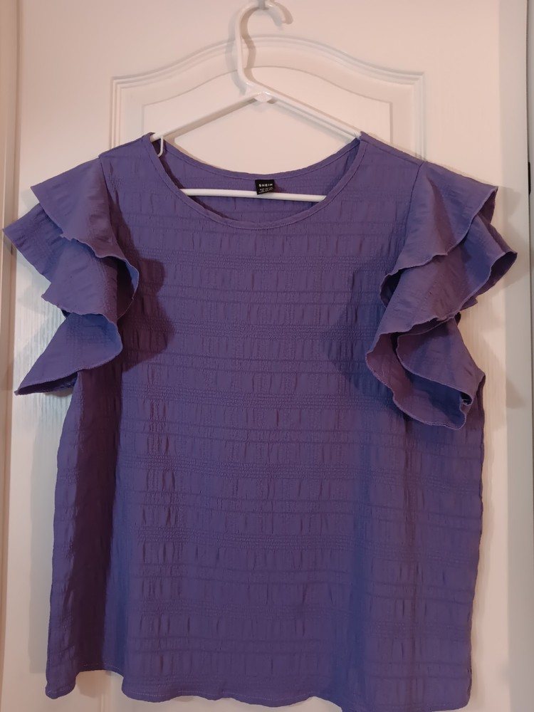 Shein Women's Ruffle Sleeve Blouse,  Size L, Lt. Purple