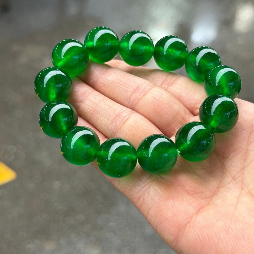 Real Natural Burmese Ice green Beads Jade jadeite Bracelets bangle  17MM