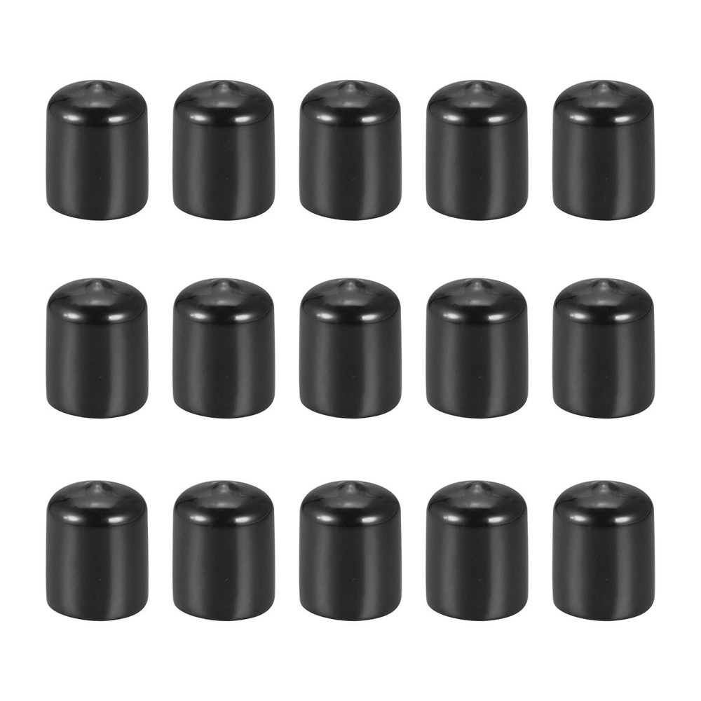 15-Pack 20mm ID Black Rubber End Caps for Screw Bolts