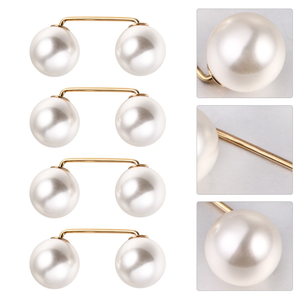 Faux Pearl Brooch Safety Pins for Women 6 Pcs Shawl Collar Skirt