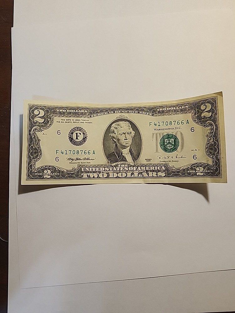 2 dollar bill 1995 Rare Series F