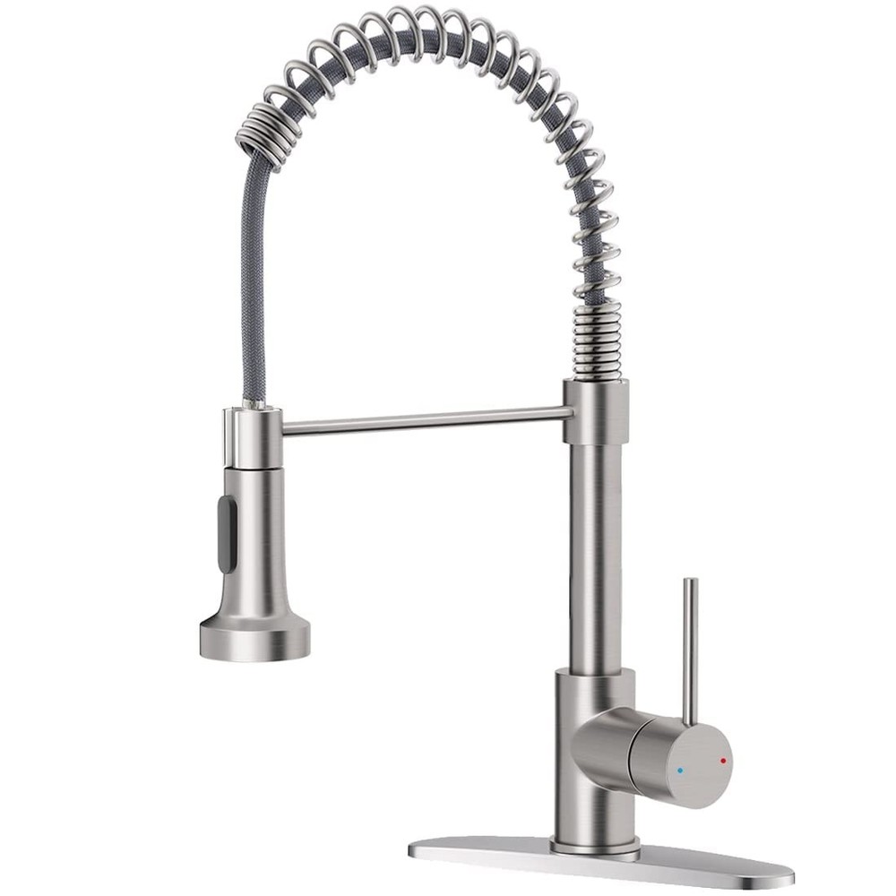 Commercial Low Lead Solid Brass Single Handle Kitchen Faucet with Pull Down Sprayer