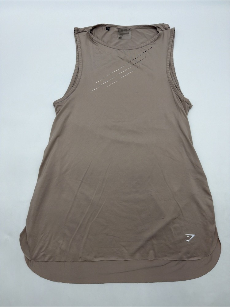 Gymshark Dry Gym Yoga Tank Top Women XS Brown Logo .#39771