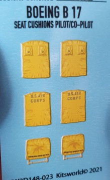 1/48 Scale 3D Color Seat Cushions for WWII B17 USAAF Pilot & Co-Pilot Warbird Decals