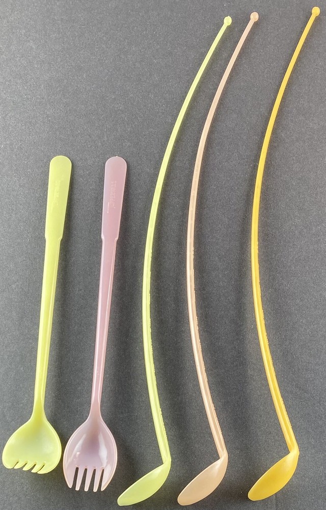 Vintage Tupperware Spork Fork Spoon Set with Long Iced Tea Spoon