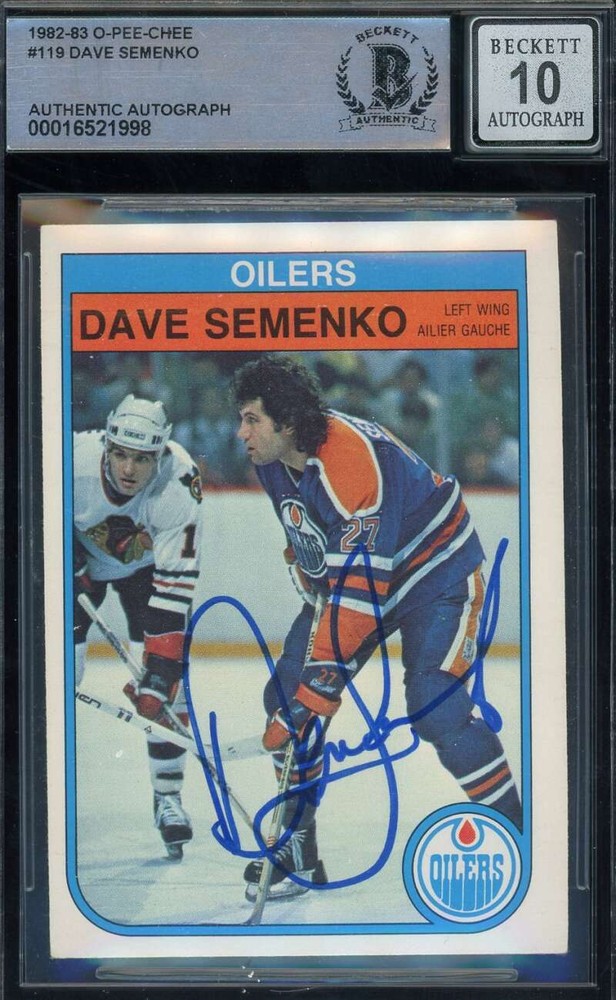 Dave Semenko 1982-83 O-Pee-Chee Autograph Gem Mint 10 Beckett BAS Signed Hockey Card