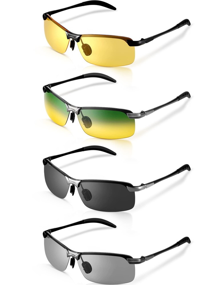 4 Pieces Night Driving Glasses Polarized Walking Glasses Anti Glare Driving S...