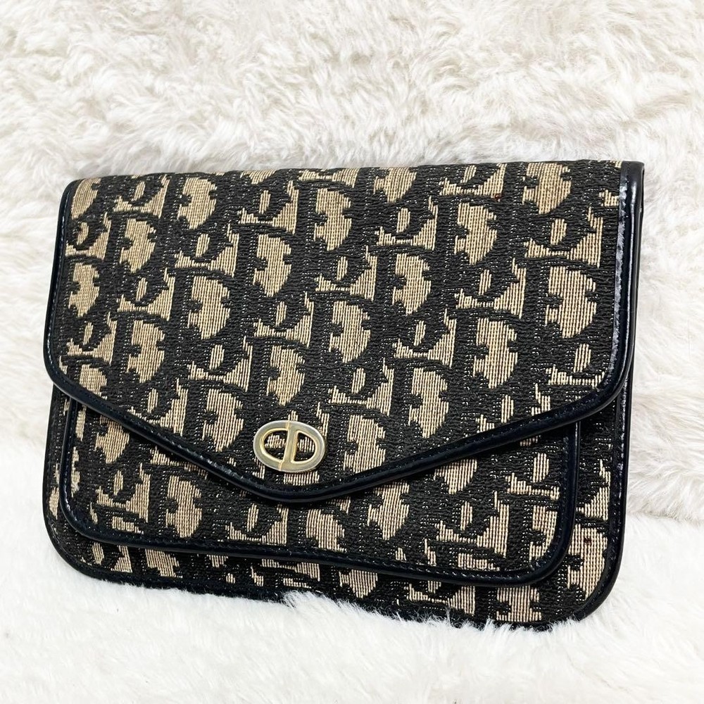 Christian Dior Cd Hardware Trotter Canvas Clutch Bag with All-Over Pattern