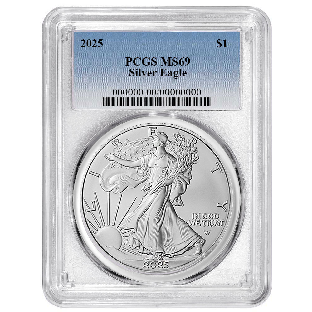 2025 $1 1-oz American Silver Eagle PCGS MS69 Blue Label