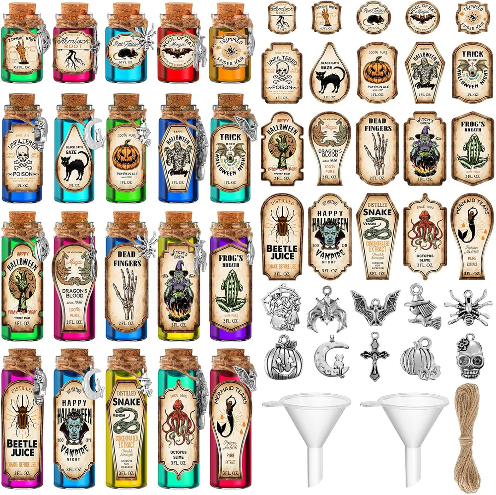 124-Piece Halloween Magic Potions Kit for Party Decor and Creative Gifting