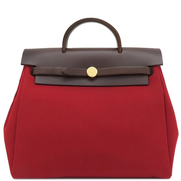 Hermes Herbag Ad PM Red Canvas Backpack 2-Way 532955