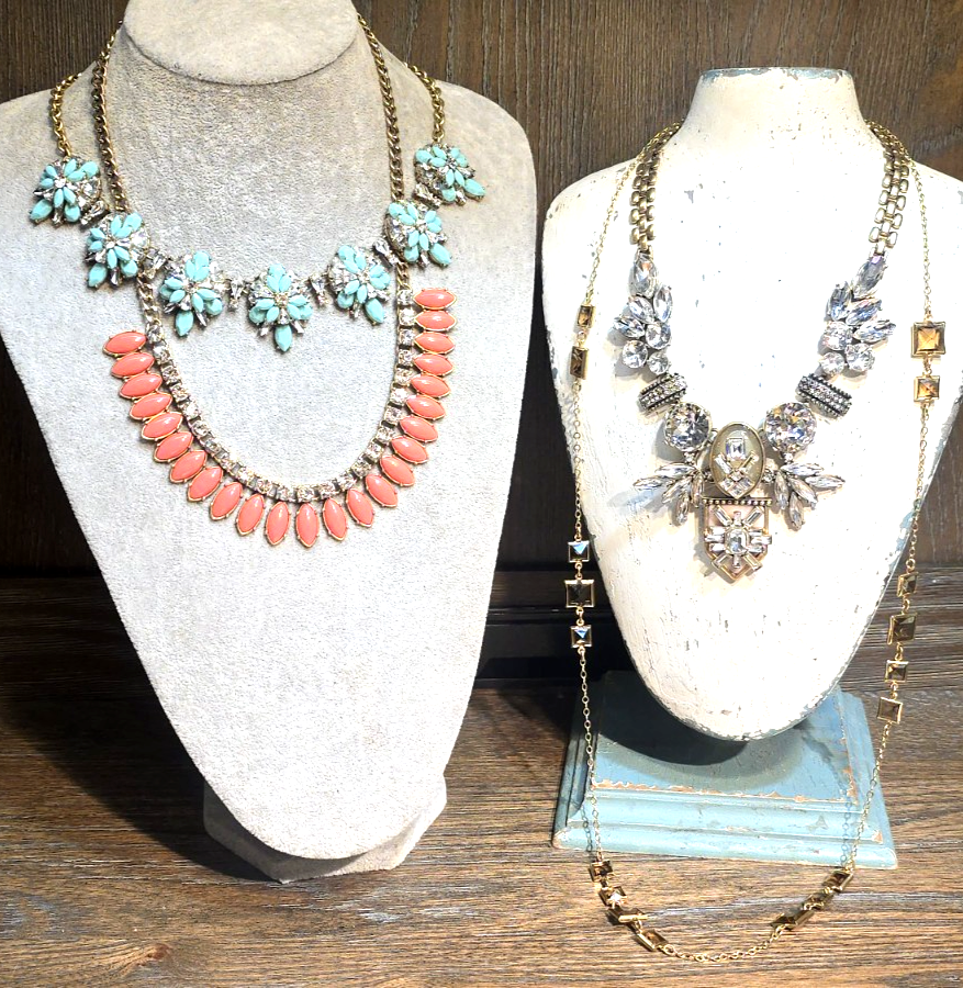 4pc J. Crew Necklace Lot Long & Statement Rare Crystal Stunner Jenna Lyons Era