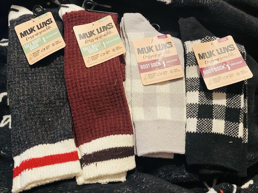 Muk Luks Cozy Up Your Life Boot Socks Crew And Mid Calf Set Of 4 NEW