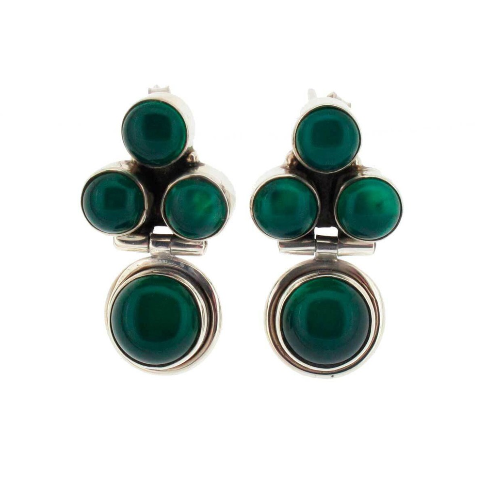 Green Onyx Post Earrings Sterling Silver Jewelry Gemstone Semi Precious