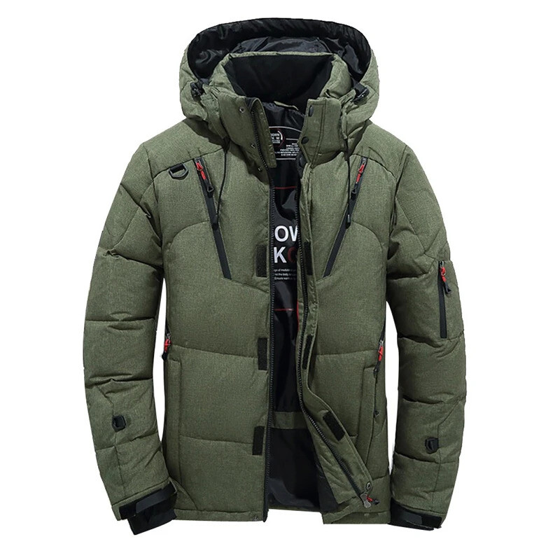 Male Winter Parkas Men White Duck Down Jacket Hooded Outdoor Padded Snow Coat