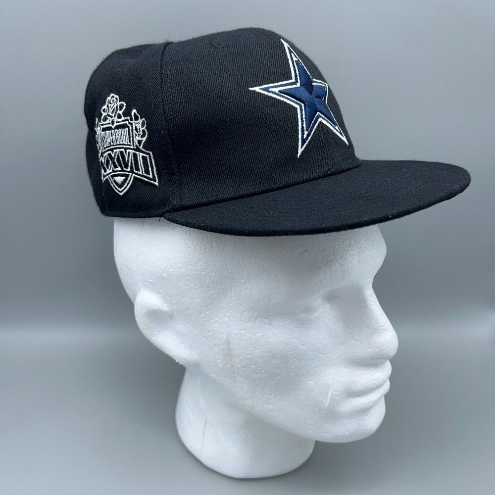 Dallas Cowboys Black Star Snapback Cap Super Bowl XXVII Wool Blend for Men