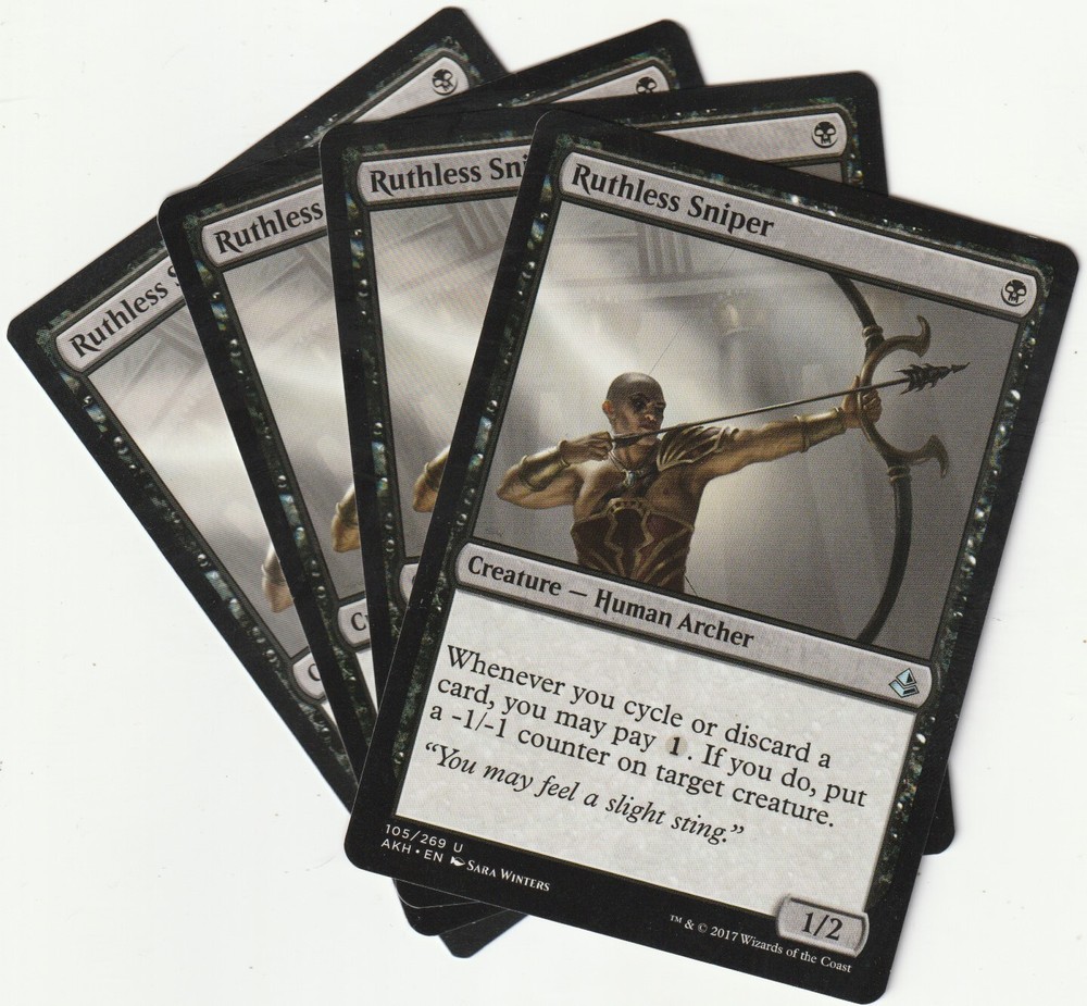 4x MTG Ruthless Sniper Black Creature Card AKH/EN 2017 Playset