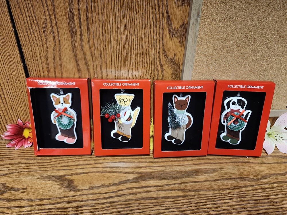 Textured Dog Christmas Tree Ornaments Lot