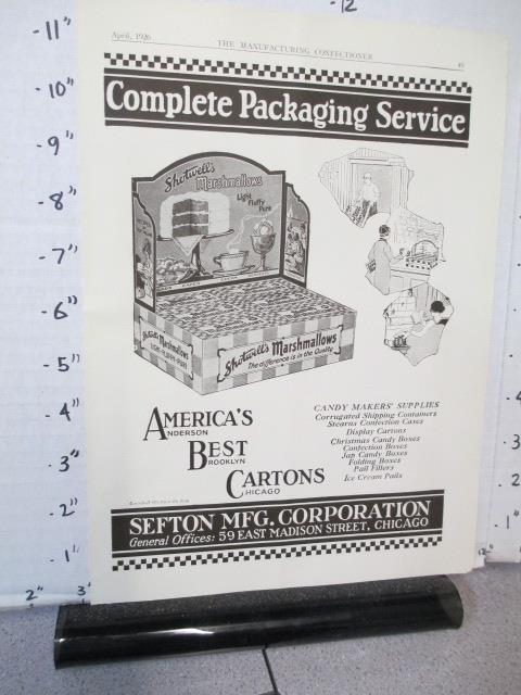 magazine ad 1926 SEFTON MFG display candy box industry Shotwell marshmallow