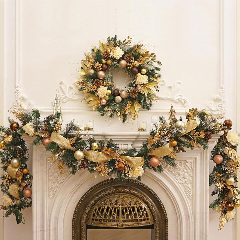 Christmas Wreath Rattan Set for Doors Decorations Flower Garland Outdoor De W8G8