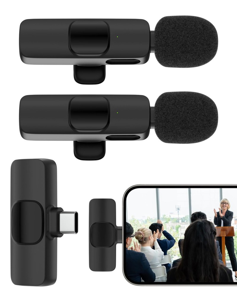 Wireless Lavalier Microphone Usb C, Lapel Bluetooth Mic 12.1 x 8.1 x 3.1 cm