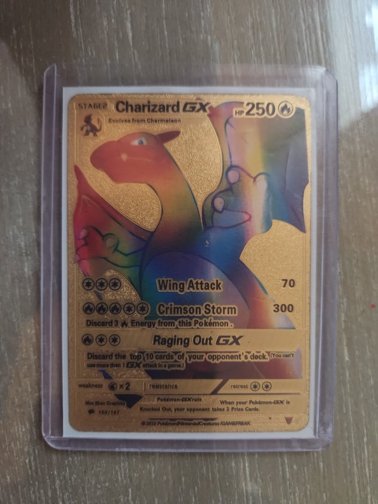 Rare Gold Rainbow Metal Charizard GX 150/147