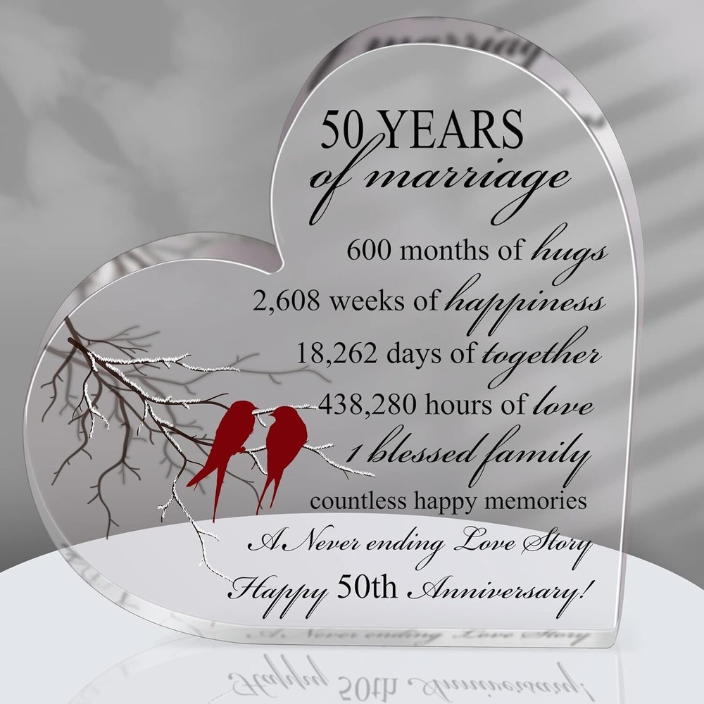 50th Wedding Anniversary Heart Keepsake Gift for Couples