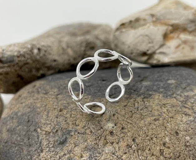 Dainty Adjustable 925 Sterling Silver Minimalist Thumb Circle Ring for Women