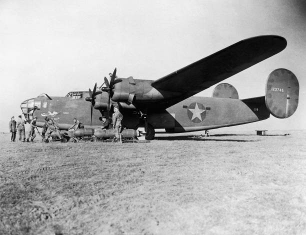 American Liberator Bomber At A Us Army Air Corps Station 1942 Old Photo