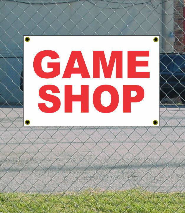 2x3 Red & White Game Shop Banner Sign – Discount Price & Free Shipping