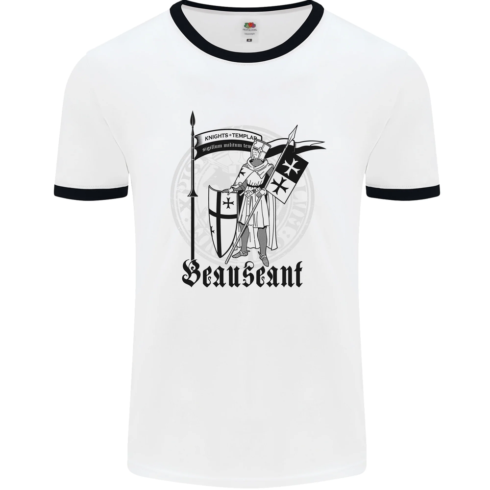 Knights Templar Beauseant St Georges Day Mens Ringer T-Shirt