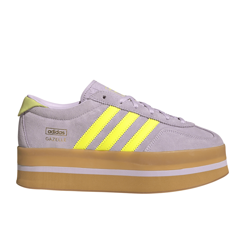 adidas Gazelle Stack Lace Up  Womens Purple, Yellow Sneakers Casual Shoes JR8178