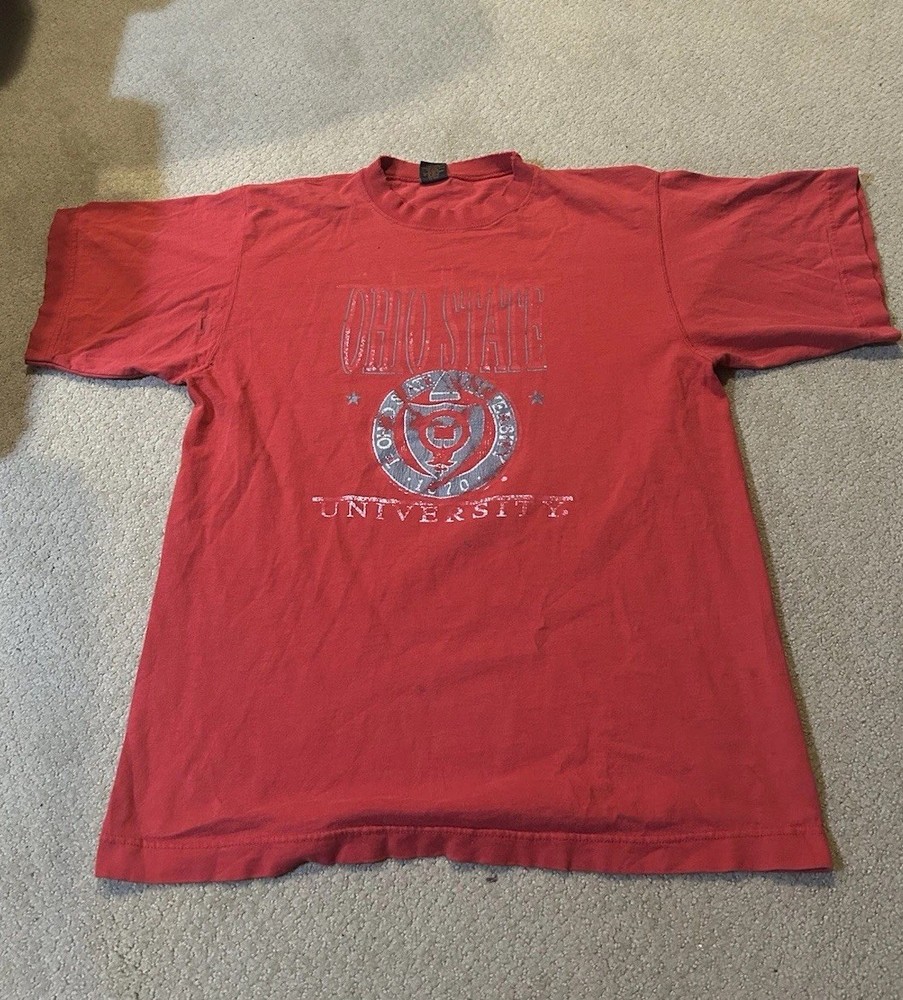 Vintage 90s Ohio State Buckeyes T Shirt Men's L Made In USA Red