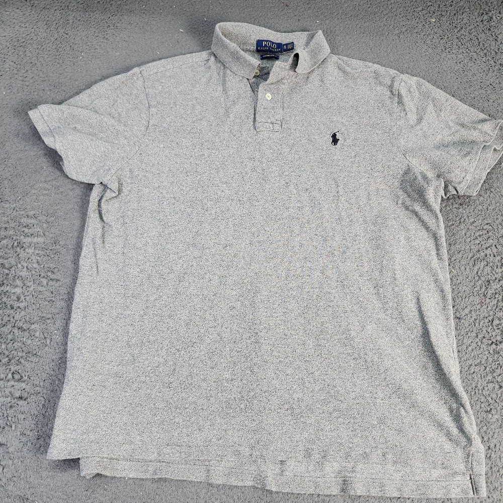 Polo Ralph Lauren Polo Shirt Mens XL Gray Custom Slim Fit Pony Short Sleeve