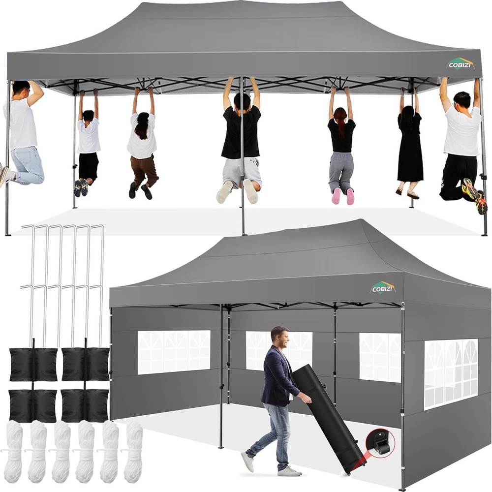 10x20FT Pop up Canopy Heavy Duty Commercial Instant Vendor Tent with Sidewalls~